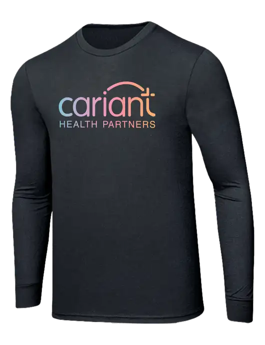 Simply Soft Long Sleeve Black Frost 4.5 oz, Poly/Combed Ring Spun Cotton T-Shirt w/Cariant Logo
