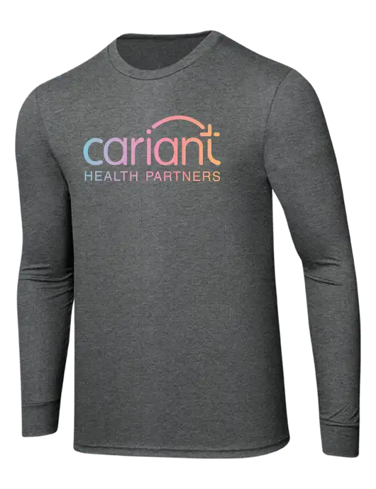 Simply Soft Long Sleeve Medium Grey Frost 4.5 oz, Poly/Combed Ring Spun Cotton T-Shirt w/Cariant Logo