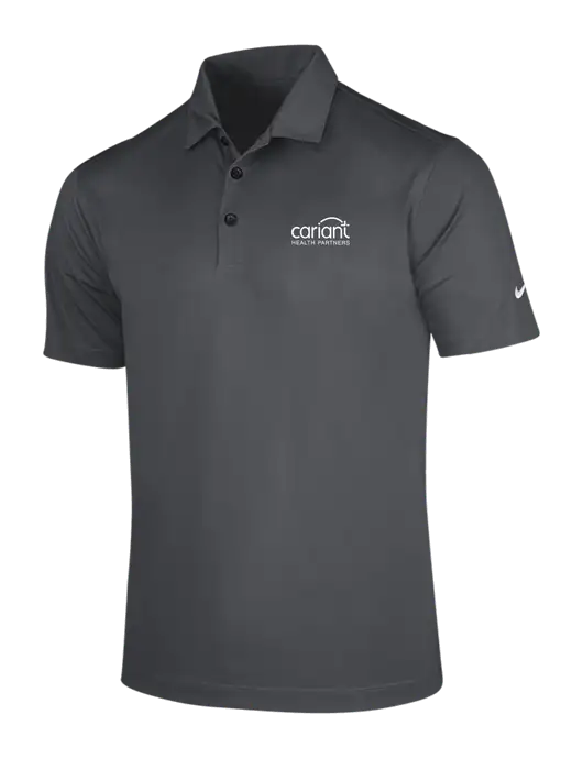 NIKE Dark Grey Dri-Fit Vertical Mesh Polo w/Cariant Logo