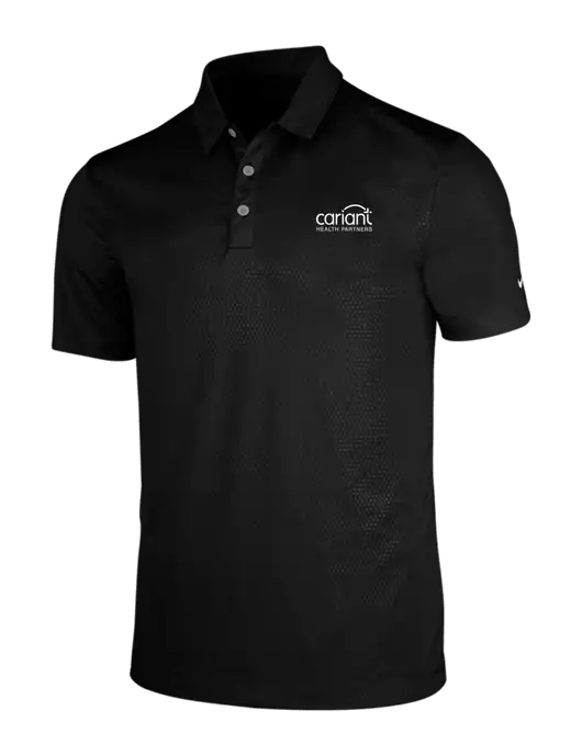 NIKE Black Dri-Fit Embossed Tri-Blade Polo w/Cariant Logo