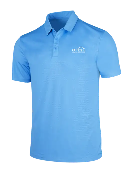 NIKE Light Royal Blue Dri-Fit Embossed Tri-Blade Polo w/Cariant Logo