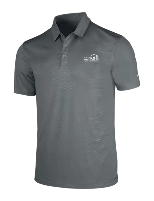 NIKE Medium Grey Dri-Fit Embossed Tri-Blade Polo w/Cariant Logo