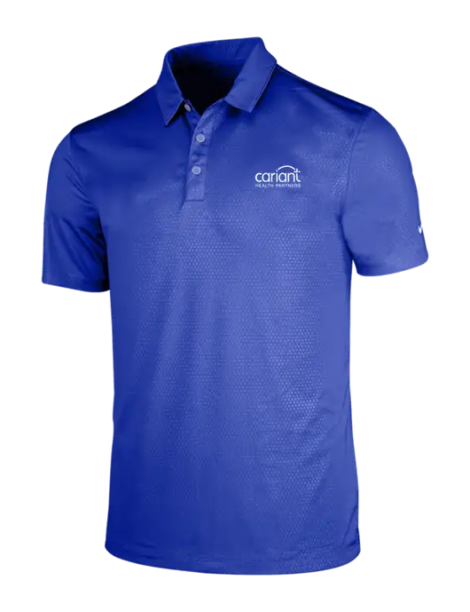 NIKE Dark Royal Dri-Fit Embossed Tri-Blade Polo w/Cariant Logo