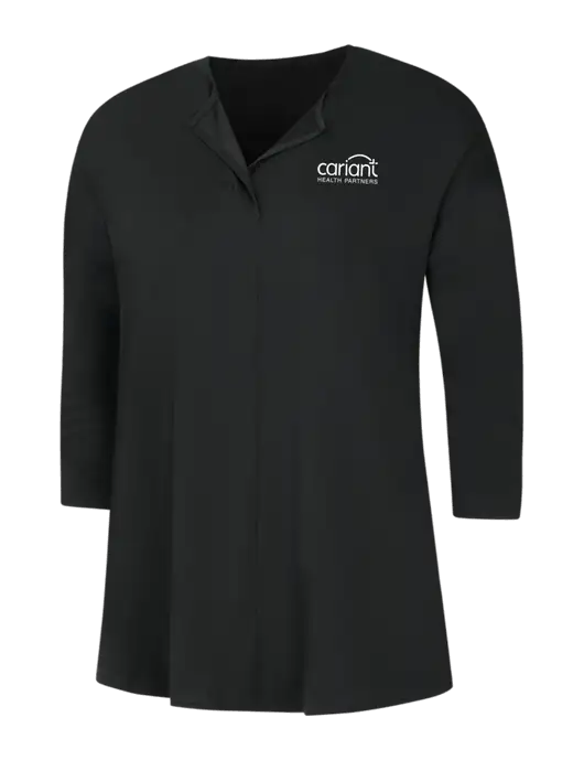 Black Womens Concept 3/4 Sleeve Soft Split Neck Top w/Cariant Logo