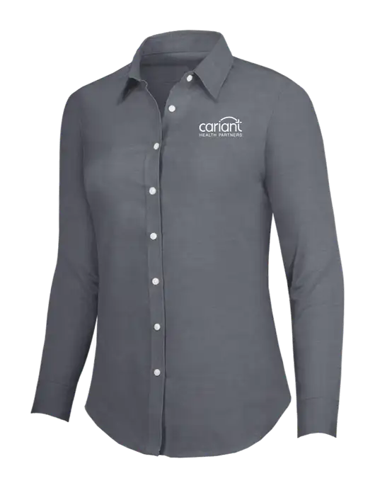 Dark Grey Womens SuperPro Oxford Shirt w/Cariant Logo