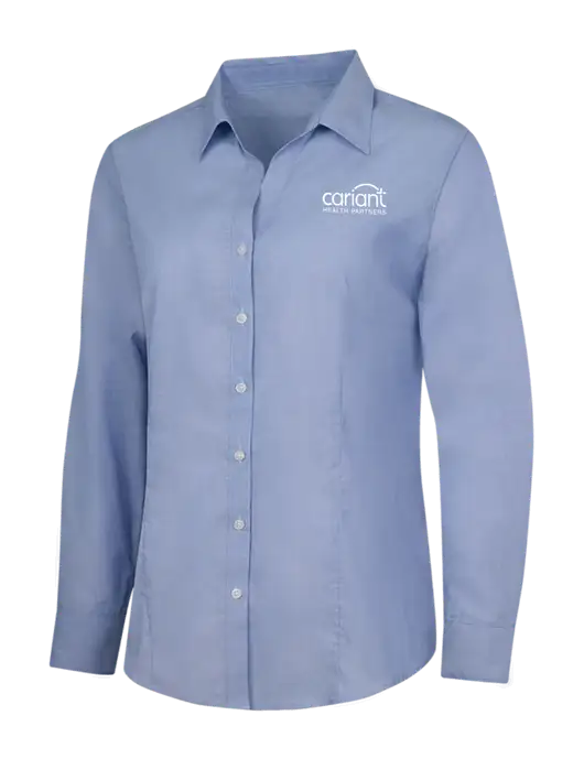 Light Slate Blue Womens Crosshatch Easy Care Shirt w/Cariant Logo
