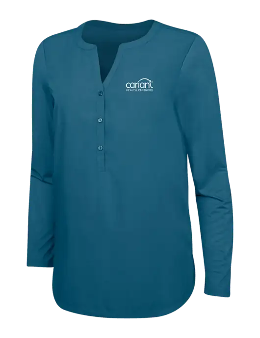 Womens Dark Slate Blue Concept Henley Tunic w/Cariant Logo