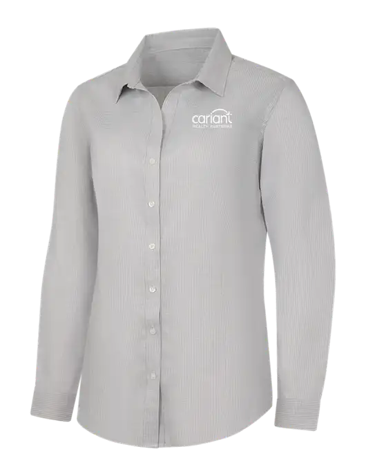 Light Grey/White Womens Pincheck Easy Care Shirt w/Cariant Logo