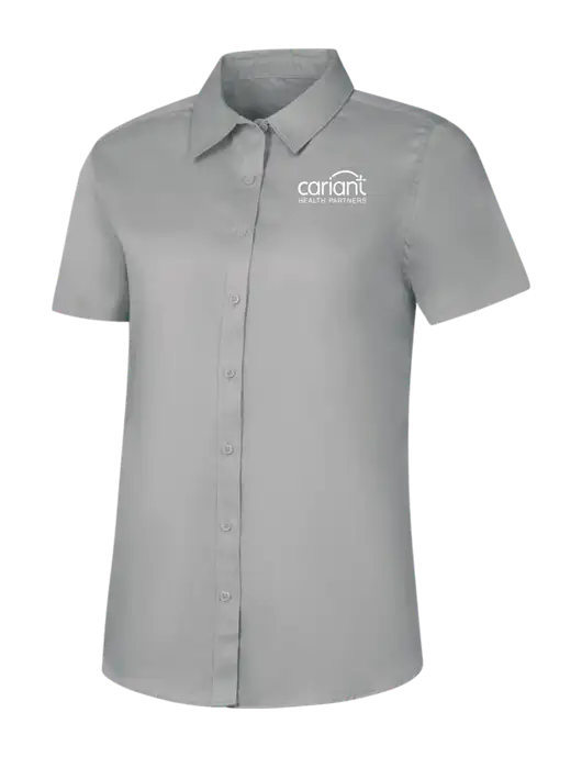 Womens Light Grey Short Sleeve Superpro React Twill Shirt w/Cariant Logo