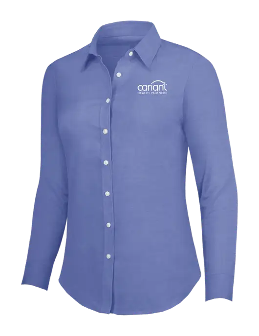 Navy Womens SuperPro Oxford Shirt w/Cariant Logo