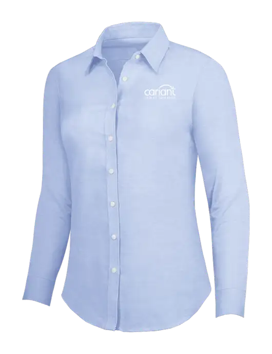 Light Blue Womens SuperPro Oxford Shirt w/Cariant Logo