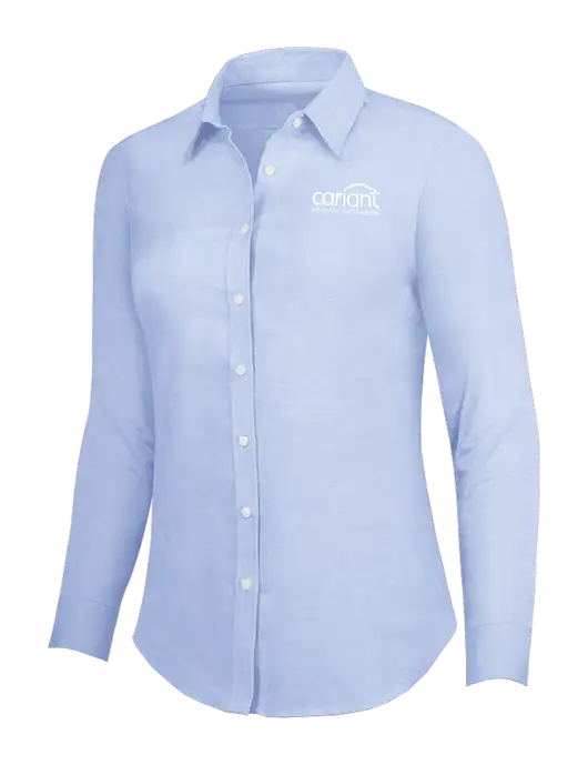 Light Blue Womens SuperPro Oxford Shirt w/Cariant Logo