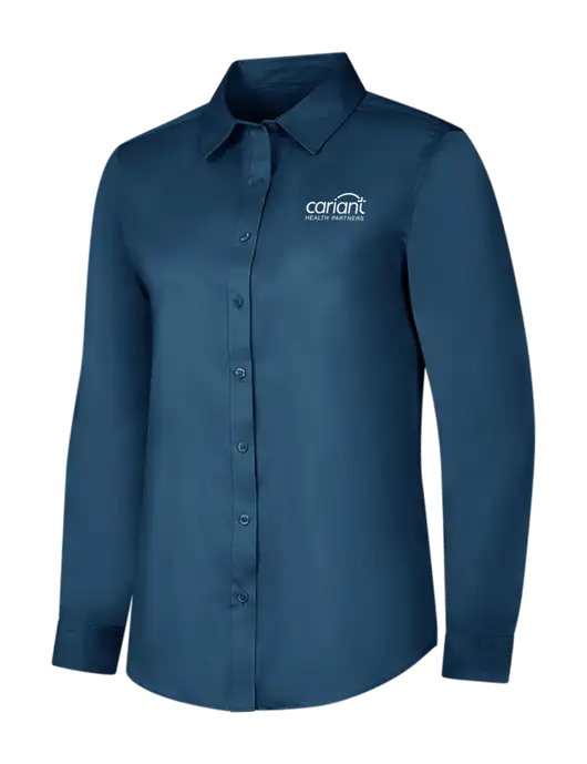 Light Navy Womens Long Sleeve Superpro React Twill Shirt w/Cariant Logo