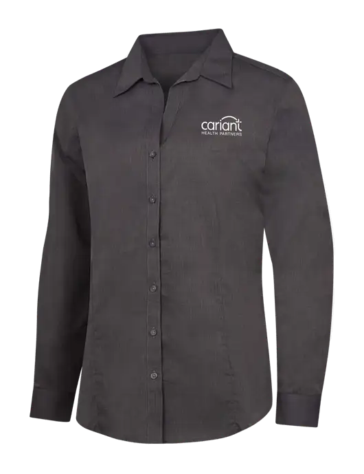 Womens Soft Black Crosshatch Easy Care Shirt w/Cariant Logo