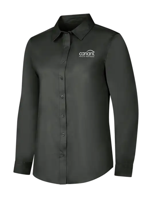 Dark Grey Womens Long Sleeve Superpro React Twill Shirt w/Cariant Logo