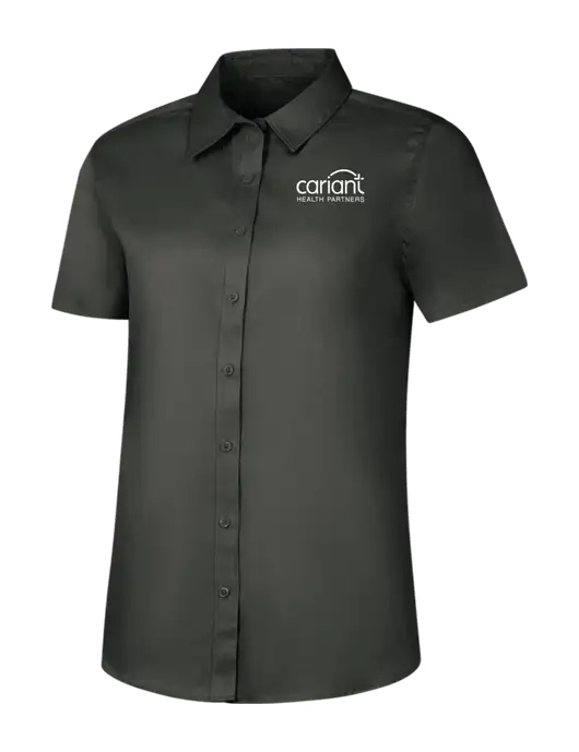 Womens Dark Grey Short Sleeve Superpro React Twill Shirt w/Cariant Logo