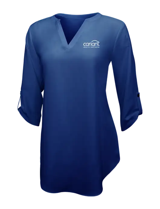 Dark Royal Womens 3/4 Sleeve Tunic Blouse w/Cariant Logo