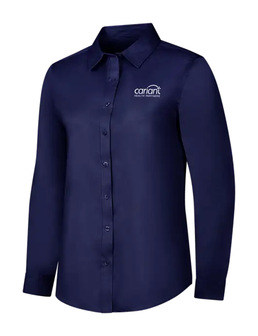 Navy Womens Long Sleeve Superpro React Twill Shirt w/Cariant Logo
