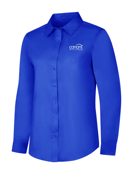 Womens Long Sleeve Dark Royal Superpro React Twill Shirt w/Cariant Logo