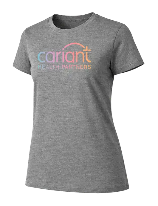 Womens Ring Spun Light Grey Heather 4.5 oz T-Shirt w/Cariant Logo
