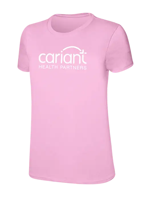 Womens Ring Spun Candy Pink 4.5 oz T-Shirt w/Cariant Logo
