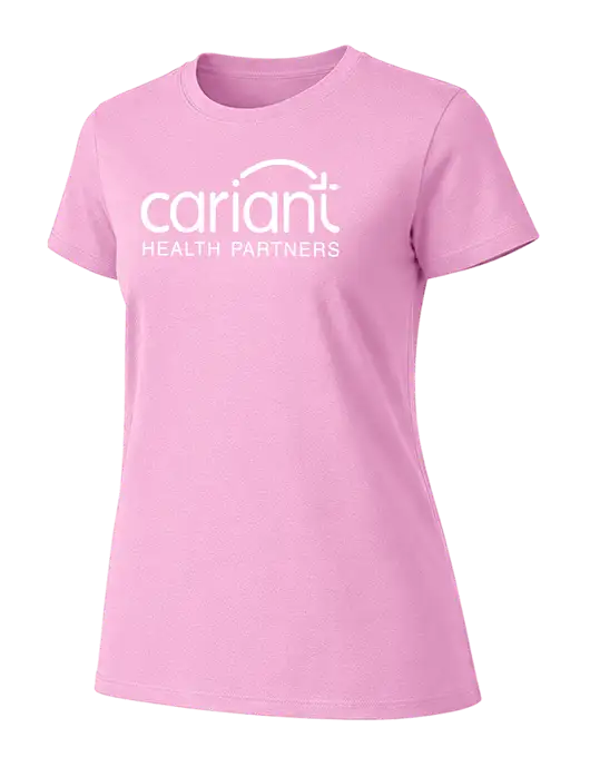 Womens Ring Spun Candy Pink 4.5 oz T-Shirt w/Cariant Logo