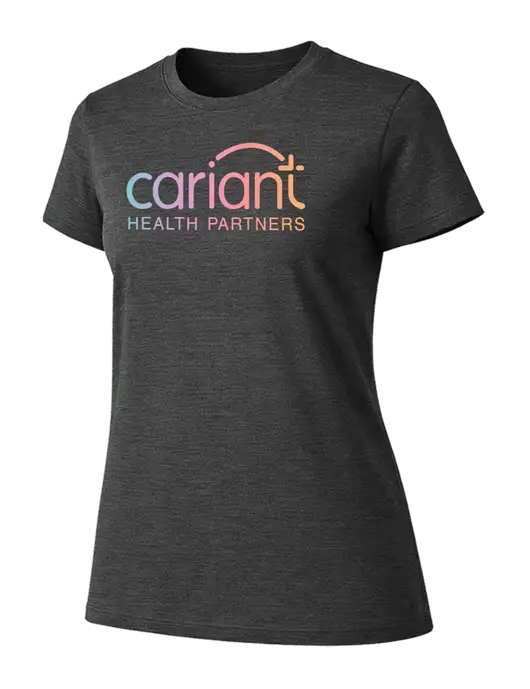 Womens Ring Spun Dark Heather Grey 4.5 oz T-Shirt w/Cariant Logo