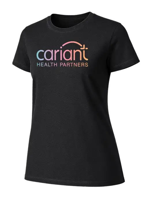 Womens Ring Spun Jet Black 4.5 oz T-Shirt w/Cariant Logo