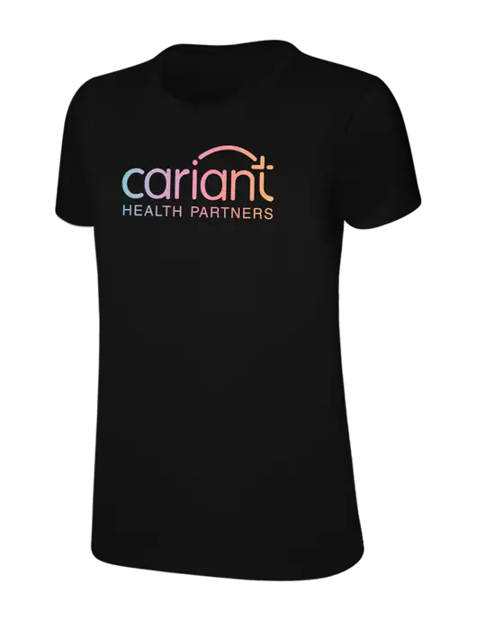 Womens Ring Spun Jet Black 4.5 oz T-Shirt w/Cariant Logo