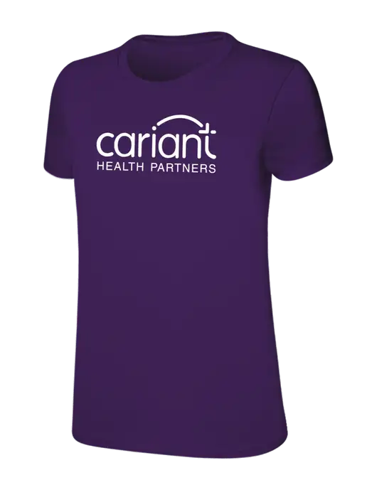 Womens Ring Spun Purple 4.5 oz T-Shirt w/Cariant Logo