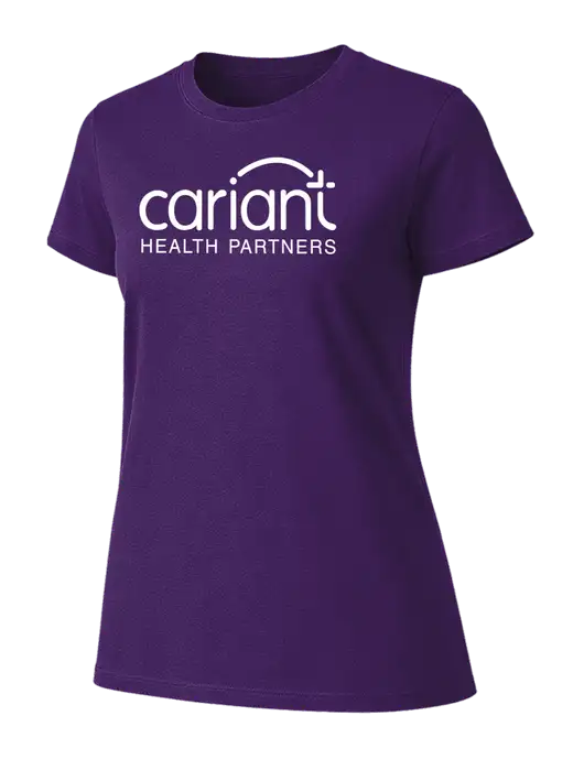 Womens Ring Spun Purple 4.5 oz T-Shirt w/Cariant Logo