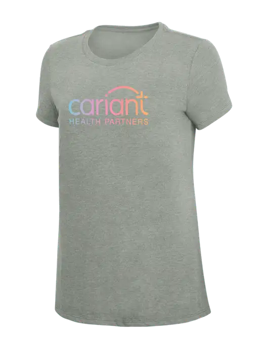 Womens Simply Soft Grey Frost 4.5oz  Poly/Combed Ring Spun Cotton T-Shirt w/Cariant Logo