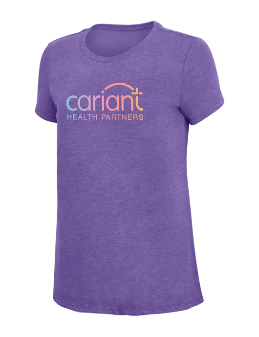 Womens Simply Soft Purple Frost 4.5oz  Poly/Combed Ring Spun Cotton T-Shirt w/Cariant Logo