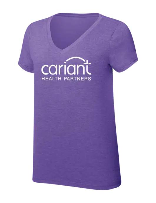 Womens Simply Soft V-Neck Purple Frost 4.5oz  Poly/Combed Ring Spun Cotton T-Shirt w/Cariant Logo