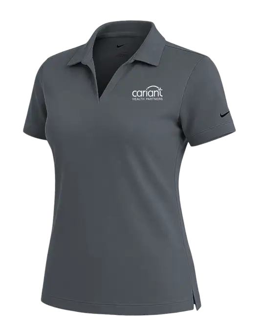 NIKE Dark Grey Womens Dri-Fit Micro Pique Polo w/Cariant Logo