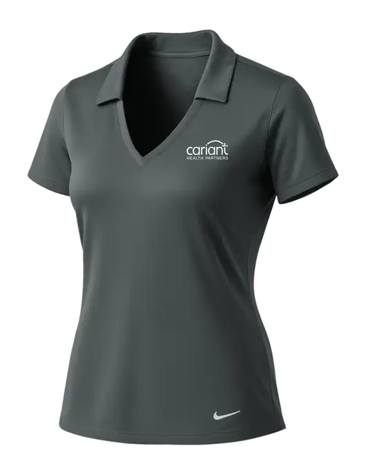 NIKE Dark Grey Womens Dri-Fit Vertical Mesh Polo w/Cariant Logo