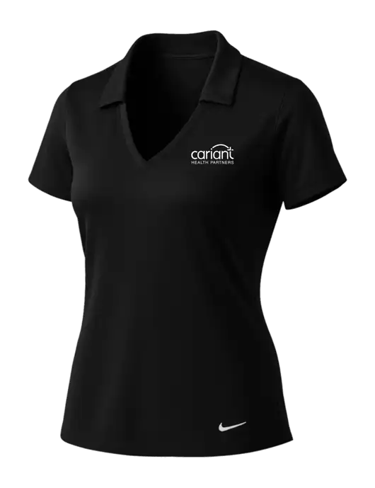 NIKE Black Womens Dri-Fit Vertical Mesh Polo w/Cariant Logo