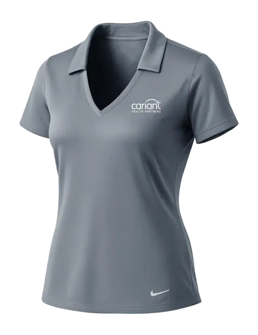 NIKE Medium Grey Womens Dri-Fit Vertical Mesh Polo w/Cariant Logo