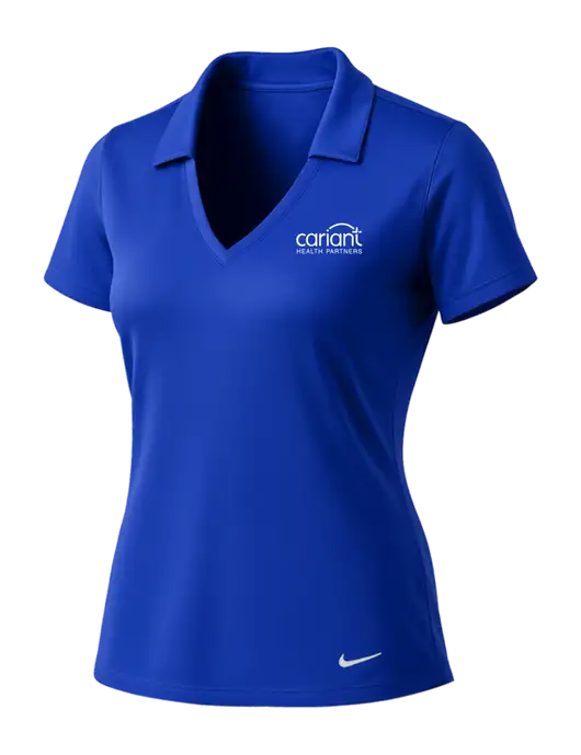 NIKE Dark Royal Womens Dri-Fit Vertical Mesh Polo w/Cariant Logo
