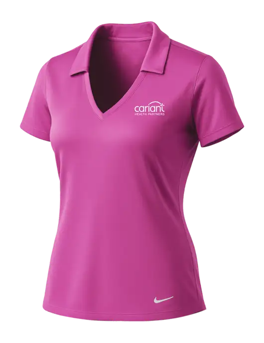 NIKE Pink Fire Womens Dri-Fit Vertical Mesh Polo w/Cariant Logo