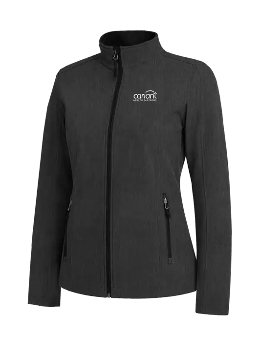 Black Charcoal Heather Womens Core Soft Shell Jacket w/Cariant Logo