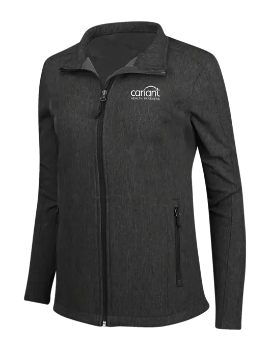 Black Charcoal Heather Womens Core Soft Shell Jacket w/Cariant Logo