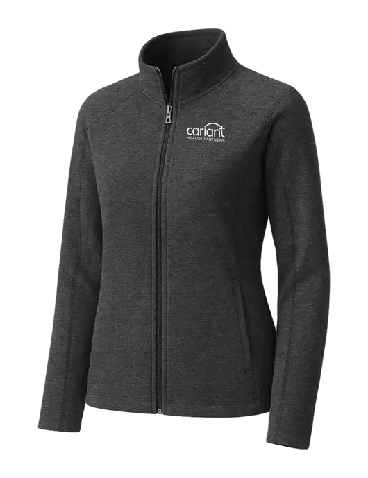 Charcoal Womens Heather Microfleece Full-Zip Jacket w/Cariant Logo