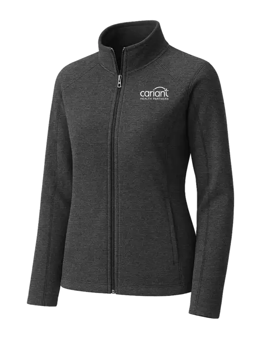 Charcoal Womens Heather Microfleece Full-Zip Jacket w/Cariant Logo
