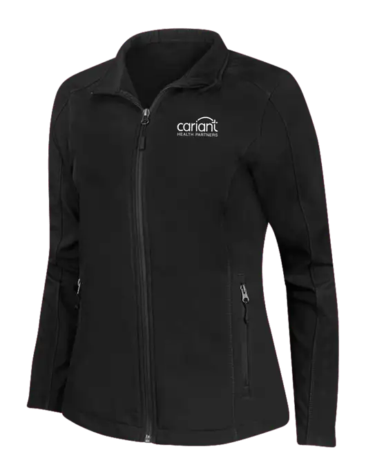 Black Womens Core Soft Shell Jacket w/Cariant Logo