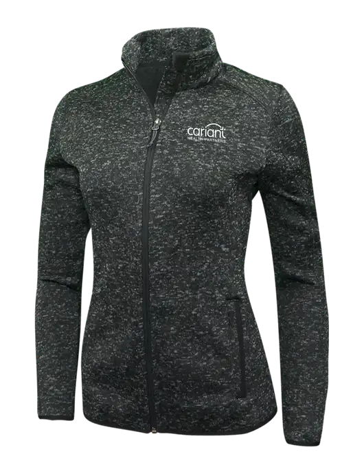 Black Heather Womens Sweater Fleece Jacket w/Cariant Logo