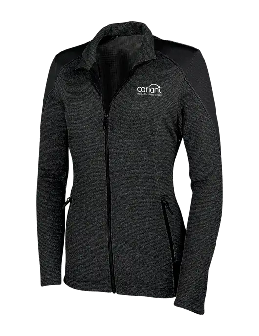 Womens Black Grid Fleece Jacket w/Cariant Logo