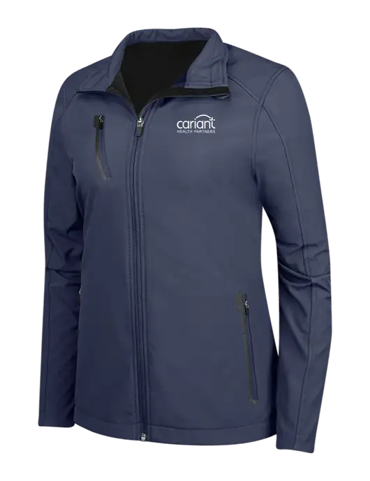 Navy Womens Welded Softshell Jacket w/Cariant Logo