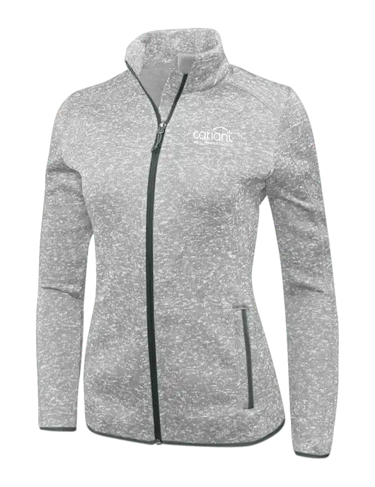 Grey Heather Womens Sweater Fleece Jacket w/Cariant Logo