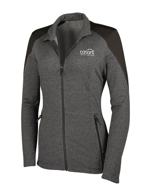 Medium Grey Heather Womens Grid Fleece Jacket w/Cariant Logo